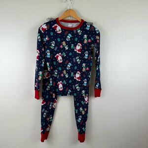 Lands end Kid Size 16 cotton long sleeve deep sea navy holiday dog cat Christmas